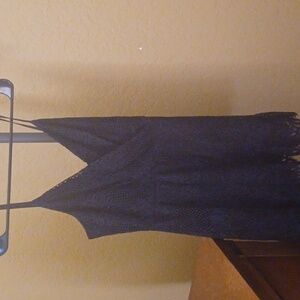 Black floral lace dress with slip